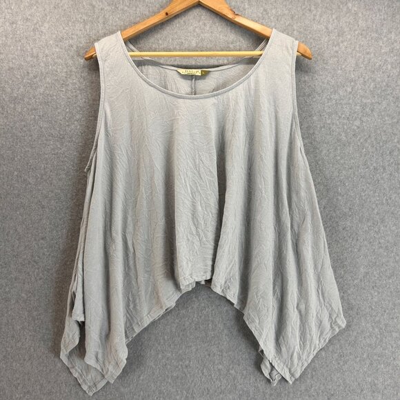 Chalet et Ceci Womens Sleeveless Asymmetric Hem Top Gray Cotton Blend Size Large - Picture 1 of 10
